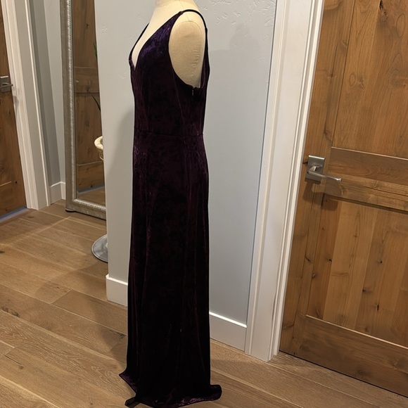 Calvin Klein Crushed Velvet Maxi Evening Gown Womens 14 Purple Festive Party - Picture 2 of 11